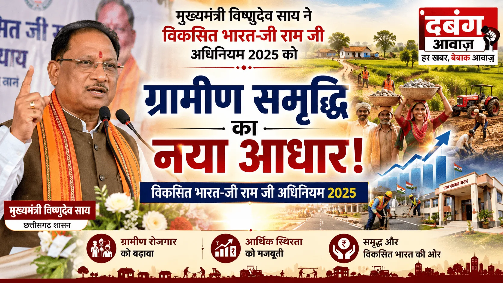 ग्रामीण समृद्धि की नई उम्मीद: मुख्यमंत्री विष्णुदेव साय ने विकसित भारत-जी राम जी अधिनियम 2025 को बताया मील का पत्थर