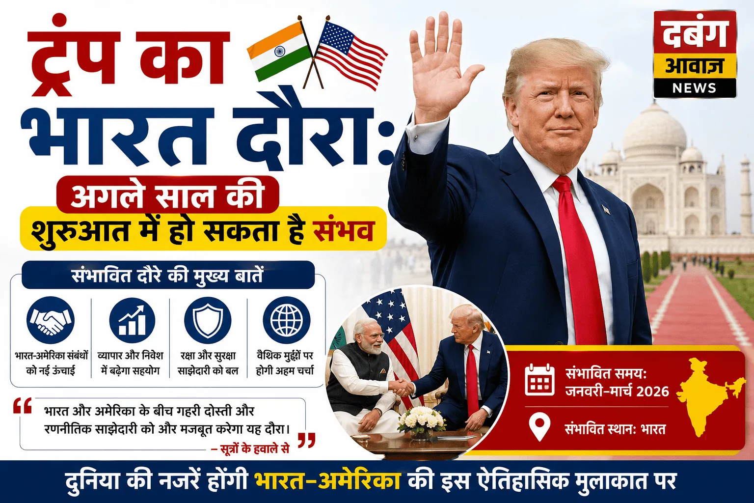 ट्रंप का भारत दौरा: अगले साल की शुरुआत में हो सकता है संभव