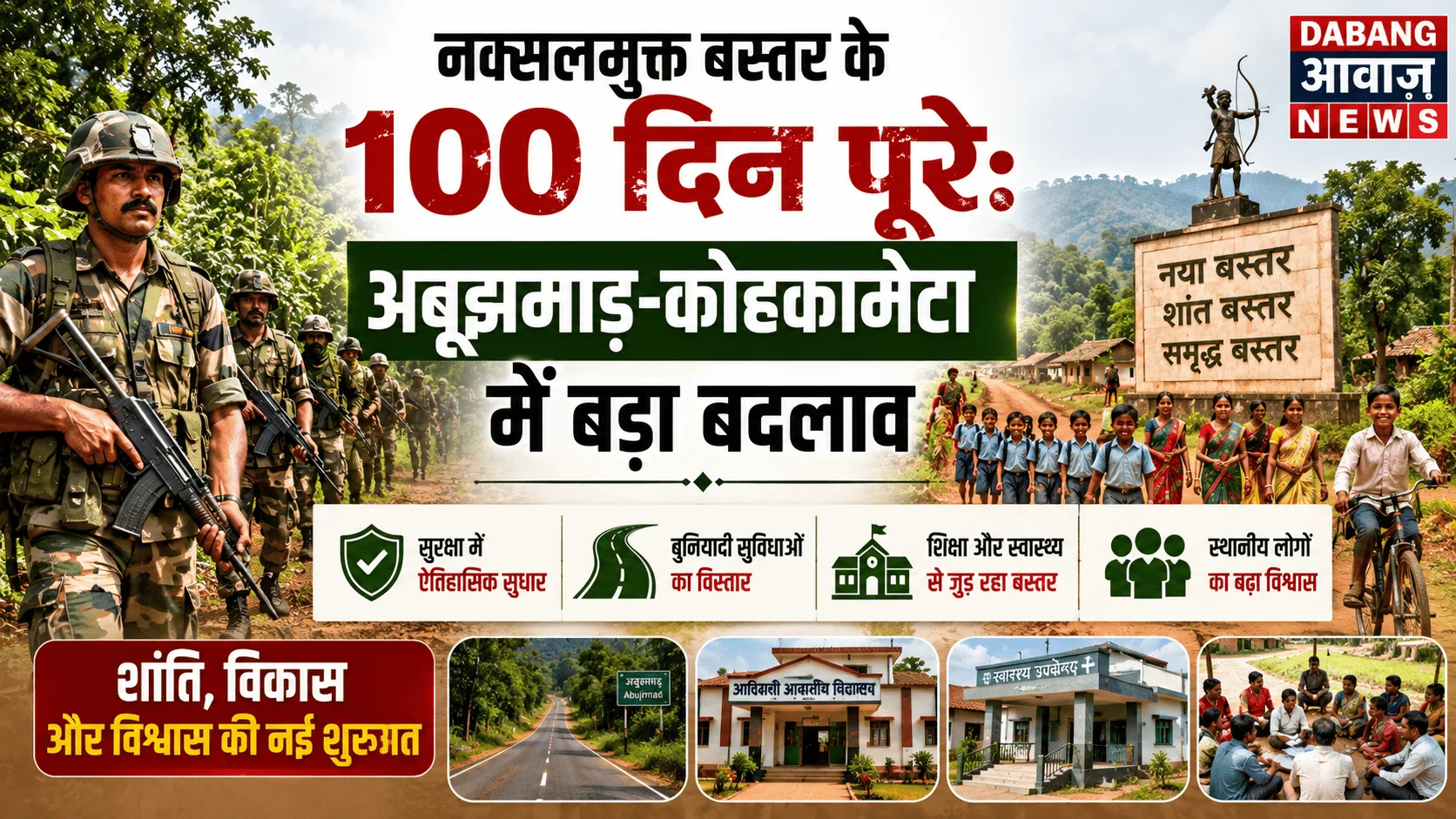 नक्सलमुक्त बस्तर के 100 दिन पूरे: अबूझमाड़-कोहकामेटा में बड़ा बदलाव