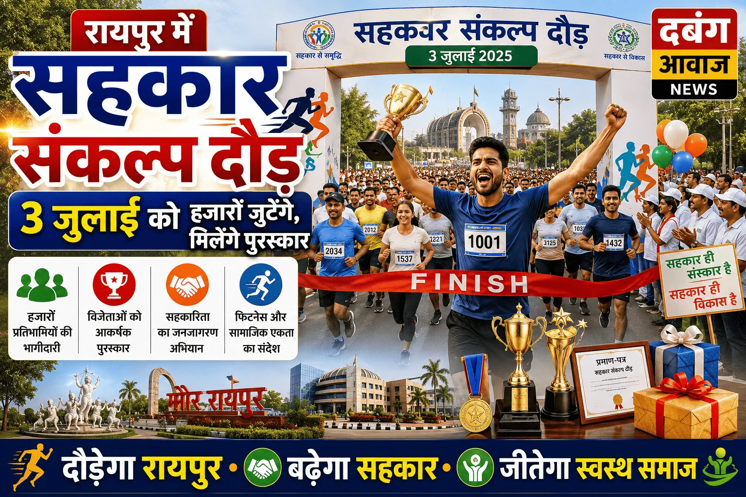 रायपुर में 3 जुलाई को ‘सहकार संकल्प दौड़’: हजारों जुटेंगे, मिलेंगे पुरस्कार