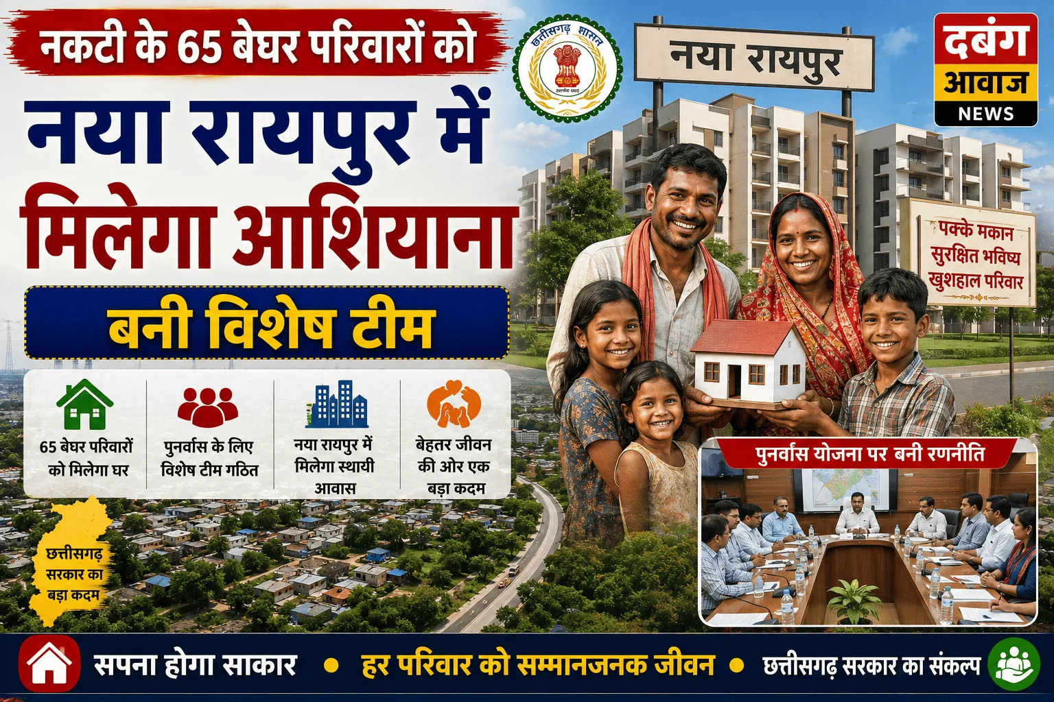 नकटी के 65 बेघर परिवारों को नया रायपुर में मिलेगा आशियाना, बनी विशेष टीम