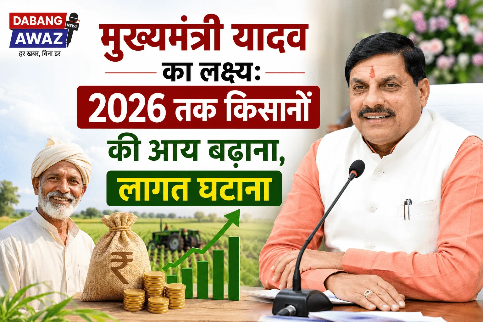 मुख्यमंत्री यादव का लक्ष्य: 2026 तक किसानों की आय बढ़ाना, लागत घटाना