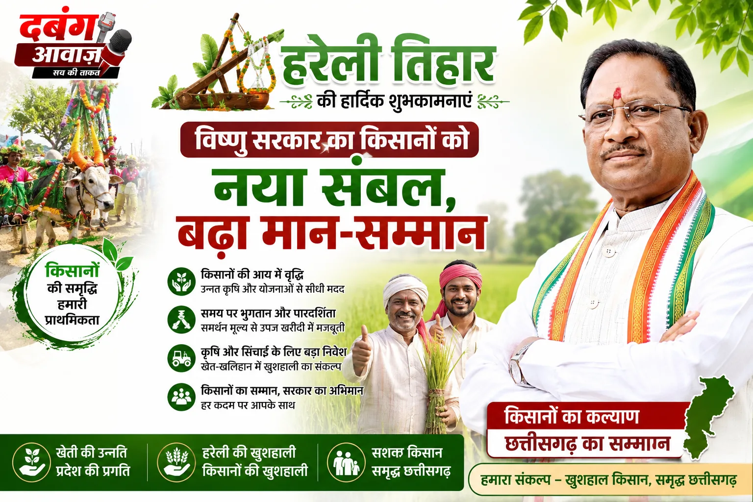 हरेली तिहार पर विष्णु सरकार का किसानों को नया संबल, बढ़ा मान-सम्मान
